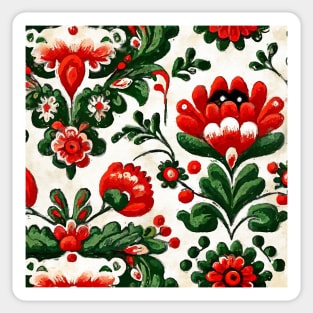 Folklore motif red flowers Sticker